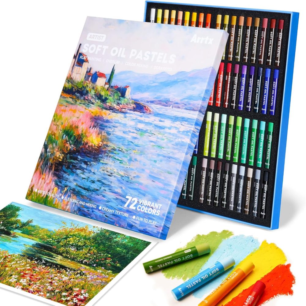 Arrtx Oil Pastels for Artists, 72 Colors Soft Oil Pastels Vibrant and Creamy, Art Pastel Crayons Art Supplies for Professional and Beginners